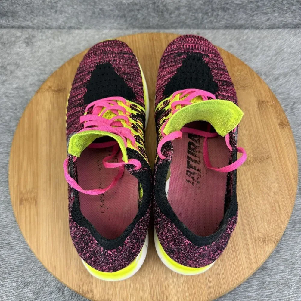 Nike Free RN Flyknit Shoes Boys Size 7Y Pink Volt Running Sneakers 834363-600